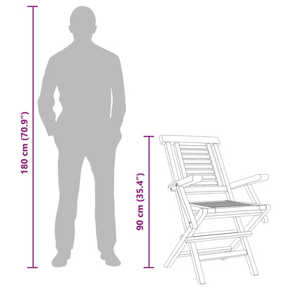 vidaXL Folding Garden Chair | Set of 4 | Natural Teak | Solid Teak Wood