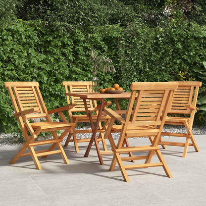 vidaXL Folding Garden Chair | Set of 4 | Natural Teak | Solid Teak Wood