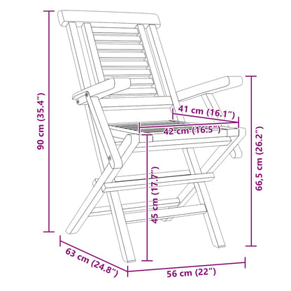 vidaXL Folding Garden Chairs 6 pcs 56x63x90 cm Solid Wood Teak