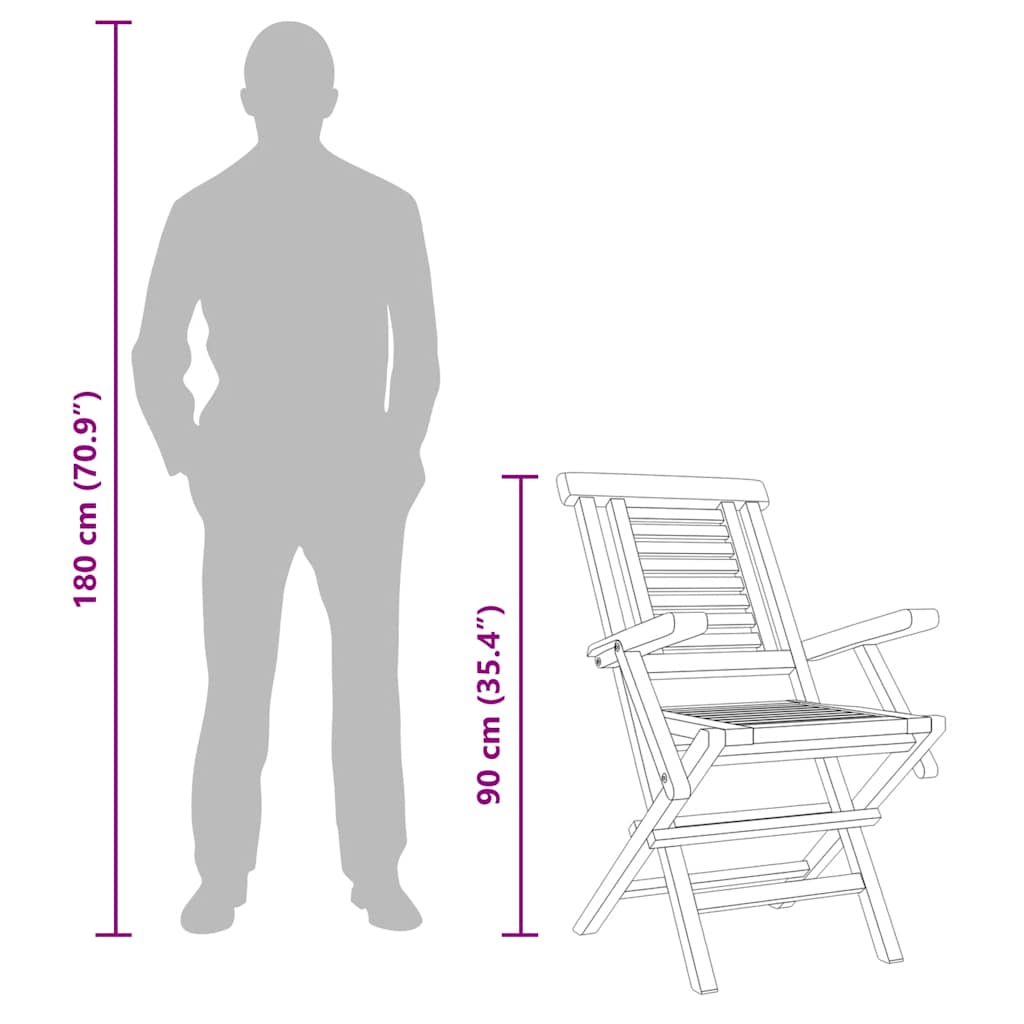 vidaXL Folding Garden Chairs 6 pcs 56x63x90 cm Solid Wood Teak