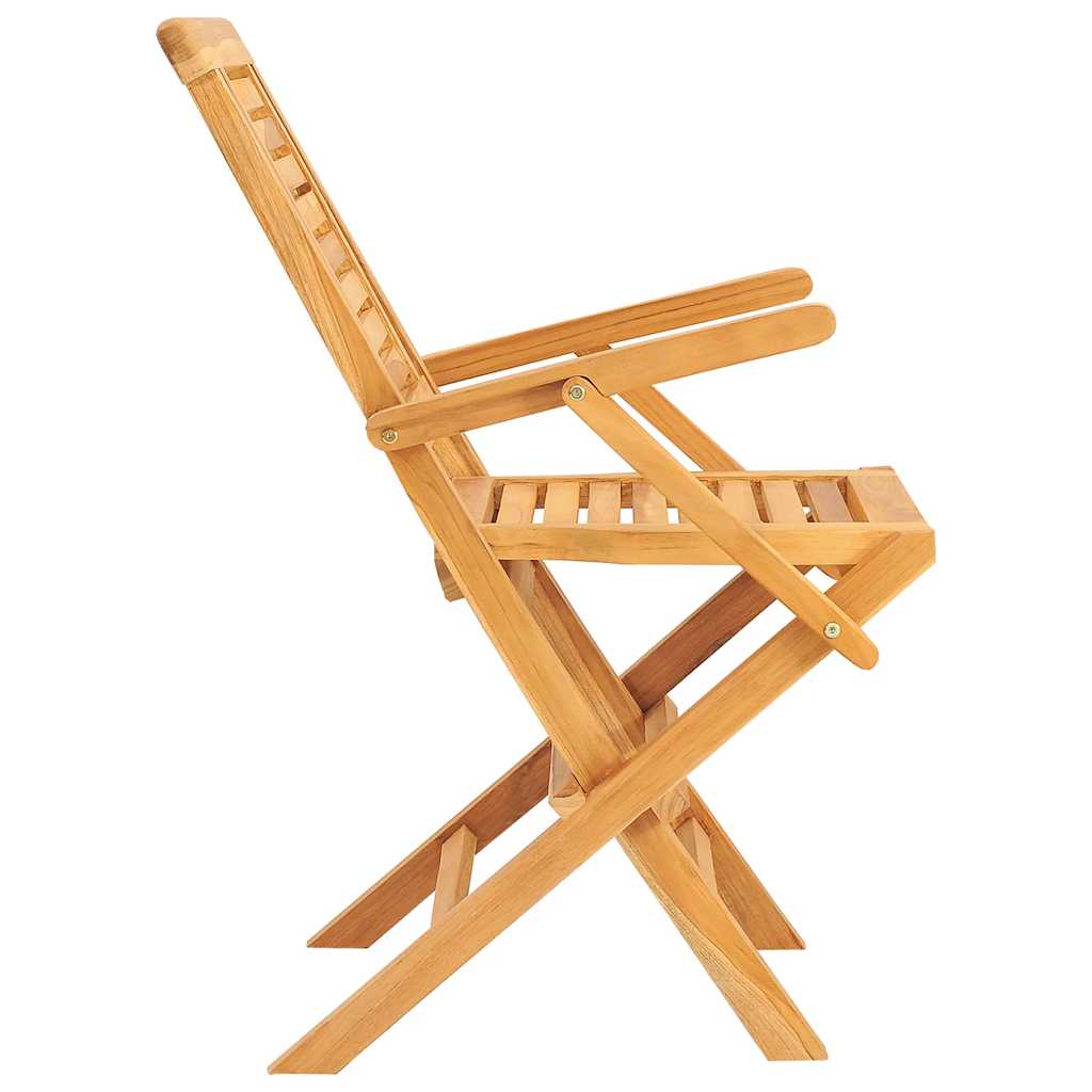 vidaXL Folding Garden Chair | Set of 8 | Natural Teak | Solid Teak Wood | Medium