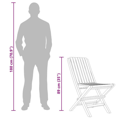 vidaXL Folding Garden Chair | Set of 4 | Natural Wood | Solid teak wood | Medium