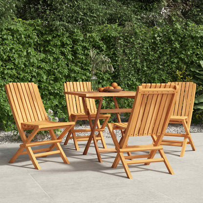 vidaXL Folding Garden Chair | Set of 4 | Natural Wood | Solid teak wood | Medium