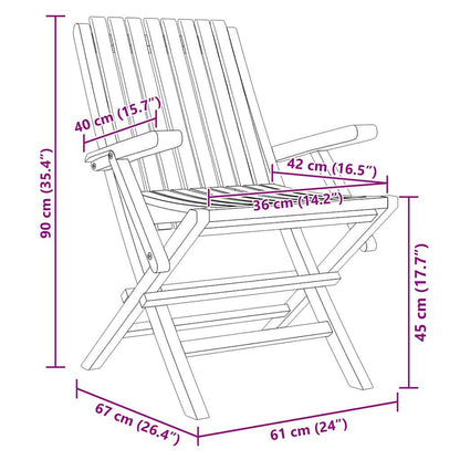 vidaXL Folding Garden Chair | Set of 4 | Natural Teak | Solid Teak Wood