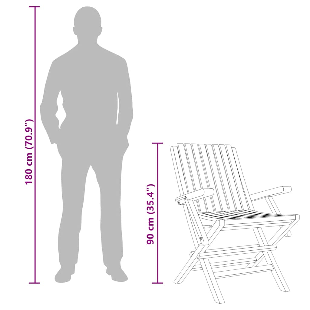 vidaXL Folding Garden Chair | Set of 4 | Natural Teak | Solid Teak Wood