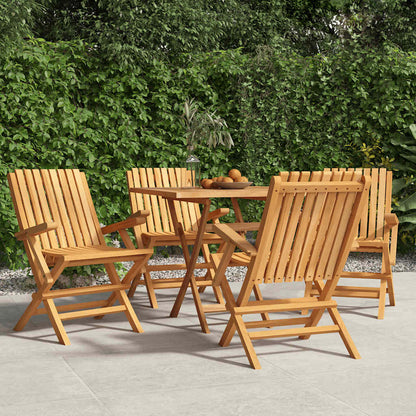 vidaXL Folding Garden Chair | Set of 4 | Natural Teak | Solid Teak Wood