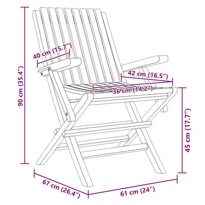 vidaXL Folding Garden Chair | Set of 6 | Teak | Solid teak wood | Medium