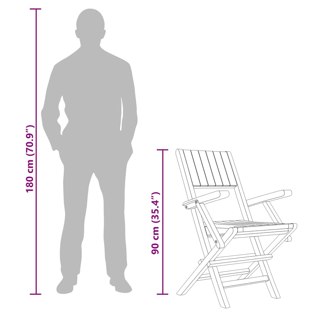 vidaXL Folding Chairs 4 pcs 55x61x90 cm Solid Wood Teak