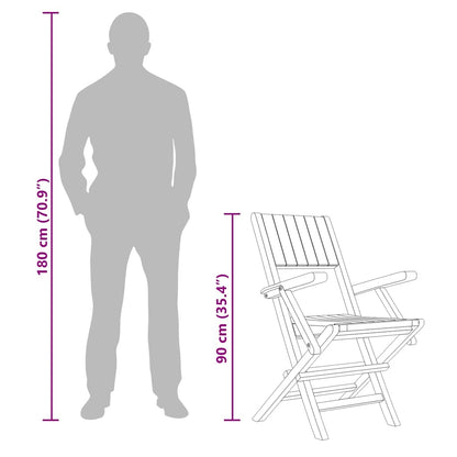 vidaXL Folding Chairs 4 pcs 55x61x90 cm Solid Wood Teak