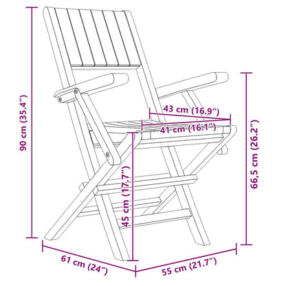 vidaXL Folding Chairs 4 pcs 55x61x90 cm Solid Wood Teak
