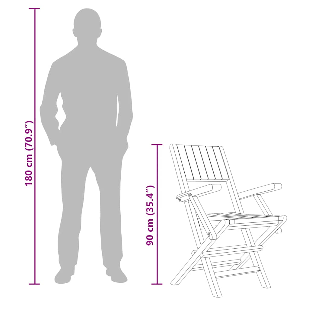 vidaXL Folding Chairs 4 pcs 55x61x90 cm Solid Wood Teak