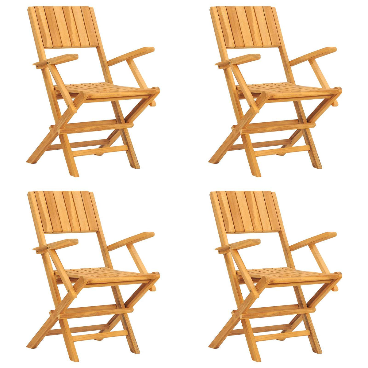 vidaXL Folding Chairs 4 pcs 55x61x90 cm Solid Wood Teak