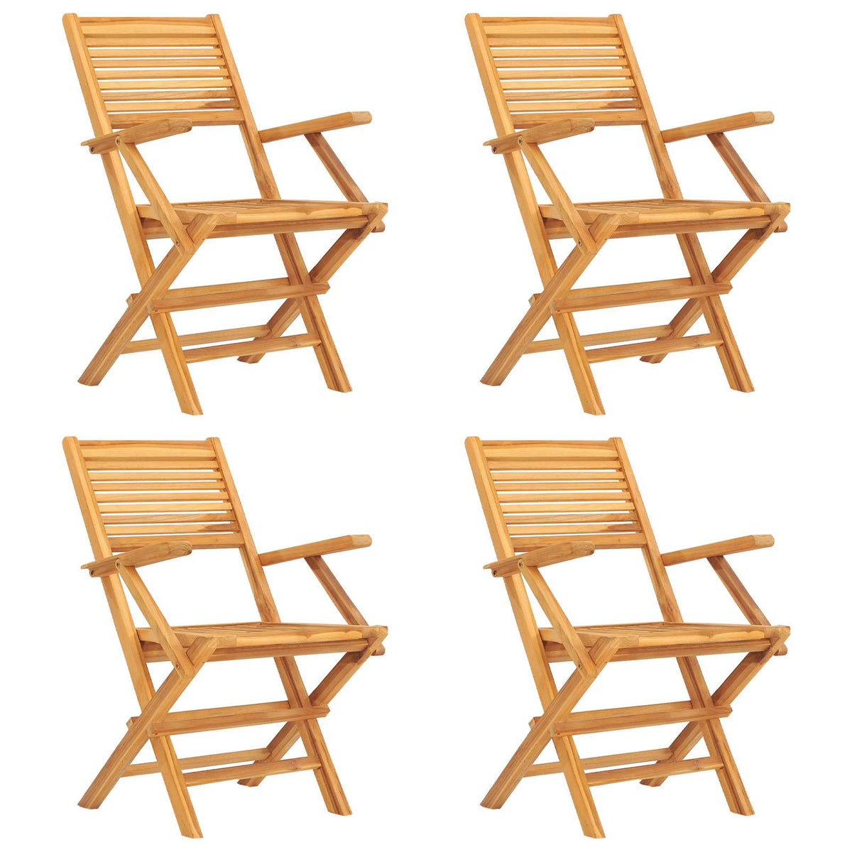 vidaXL Folding Chairs 4 pcs 55x62x90 cm Solid Wood Teak