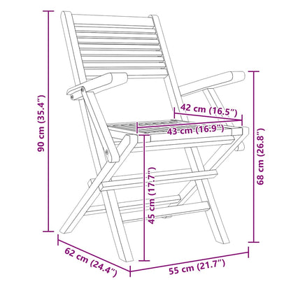 vidaXL Folding Garden Chair |  Set of 6 | Teak Wood | Solid teak wood | Medium