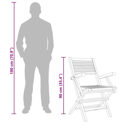 vidaXL Folding Garden Chair |  Set of 6 | Teak Wood | Solid teak wood | Medium