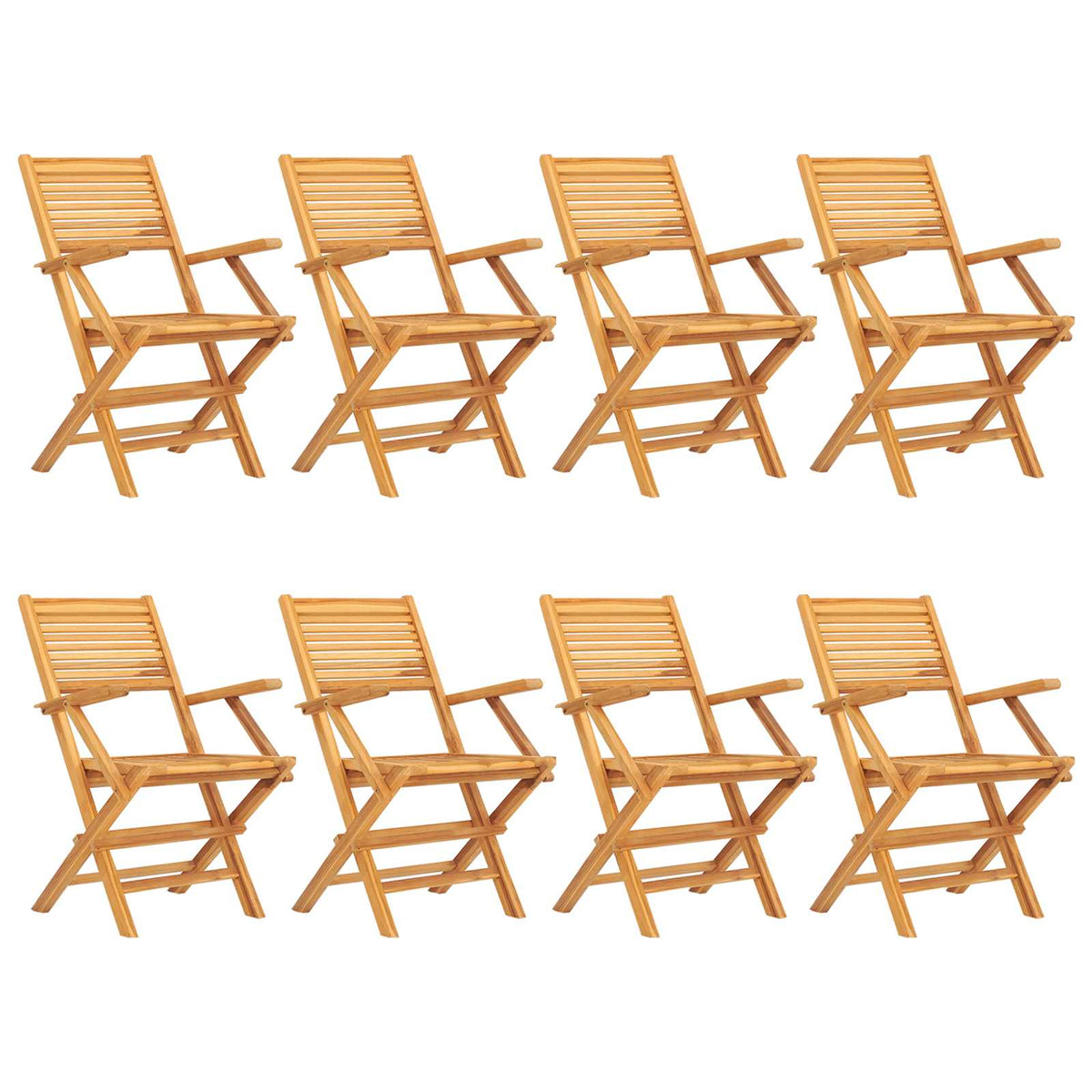 vidaXL Folding Chairs 8 pcs 55x62x90 cm Solid Wood Teak