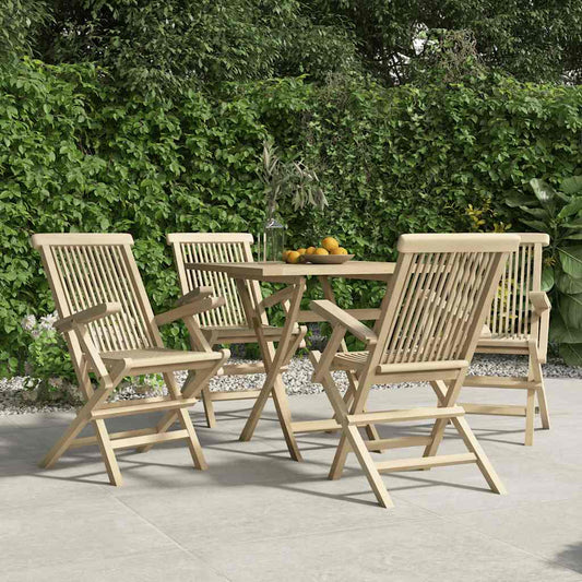 vidaXL Folding Chairs 4 pcs Grey 56x61x89 cm Solid Wood Teak