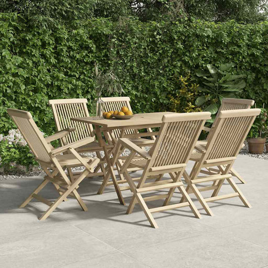 vidaXL Folding Chairs 6 pcs Grey 56x61x89 cm Solid Wood Teak