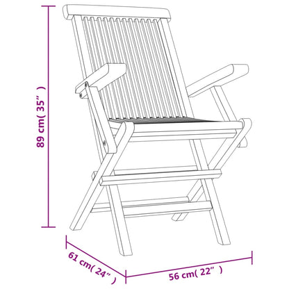 vidaXL Folding Garden Chair | Set of 8 | Grey | Solid teak wood | Medium