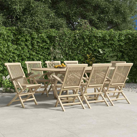 vidaXL Folding Chairs 8 pcs Grey 56x61x89 cm Solid Wood Teak