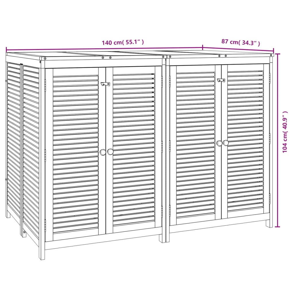vidaXL Garden Storage Box 140x87x104 cm Solid Wood Acacia