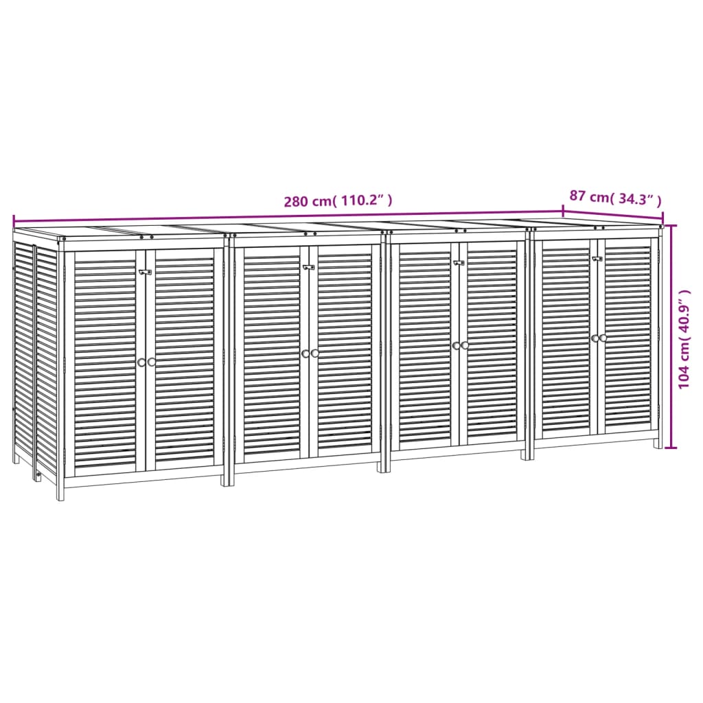 vidaXL Garden Storage Box 280x87x104 cm Solid Wood Acacia