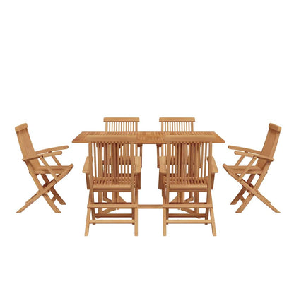 vidaXL Garden Dining Set 7 pcs Brown Solid Teak Wood