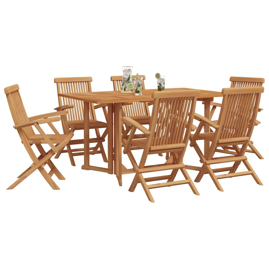vidaXL Garden Dining Set 7 pcs Brown Solid Teak Wood