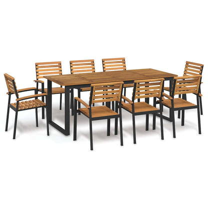 vidaXL 9 Piece Garden Dining Set Solid Wood Acacia and Metal