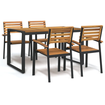 vidaXL Garden Dining Set | Natural Wood and Black