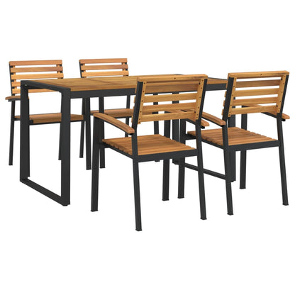 vidaXL Garden Dining Set | Natural Wood and Black