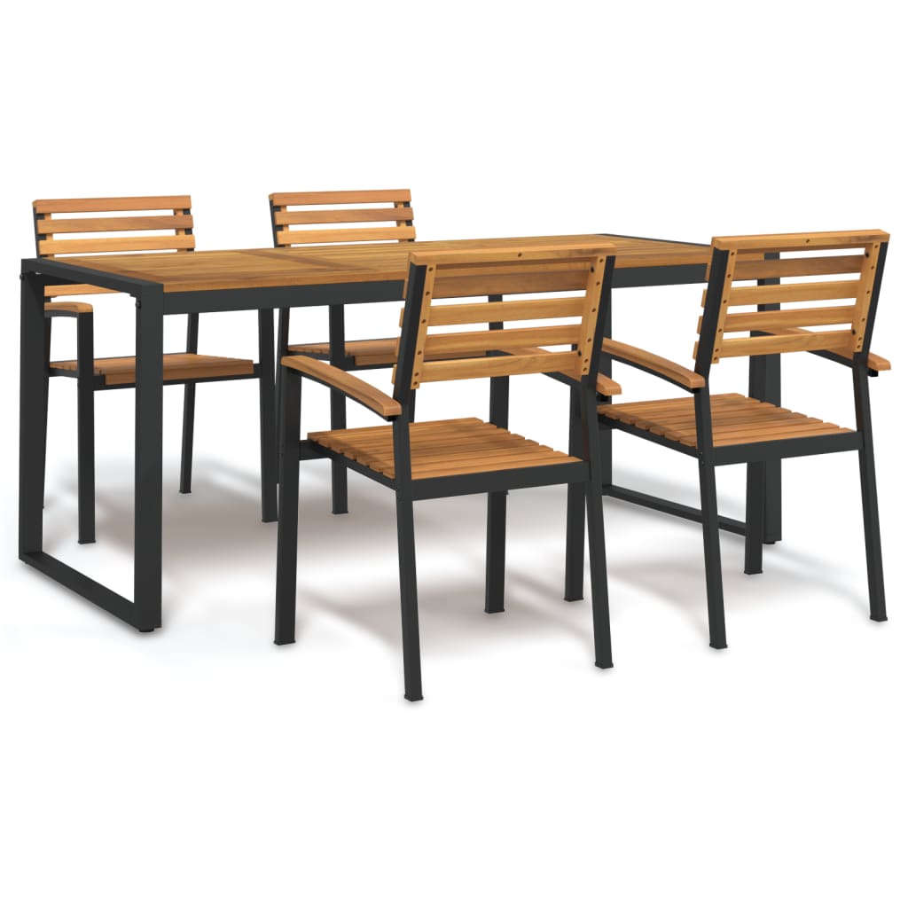 vidaXL Garden Dining Set | Brown | Solid Acacia wood | 5 Piece Set | Durable