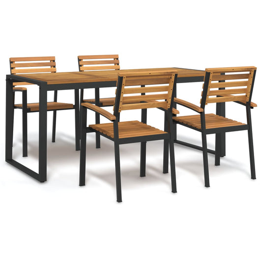 vidaXL Garden Dining Set | Brown | Solid Acacia wood | 5 Piece Set | Durable