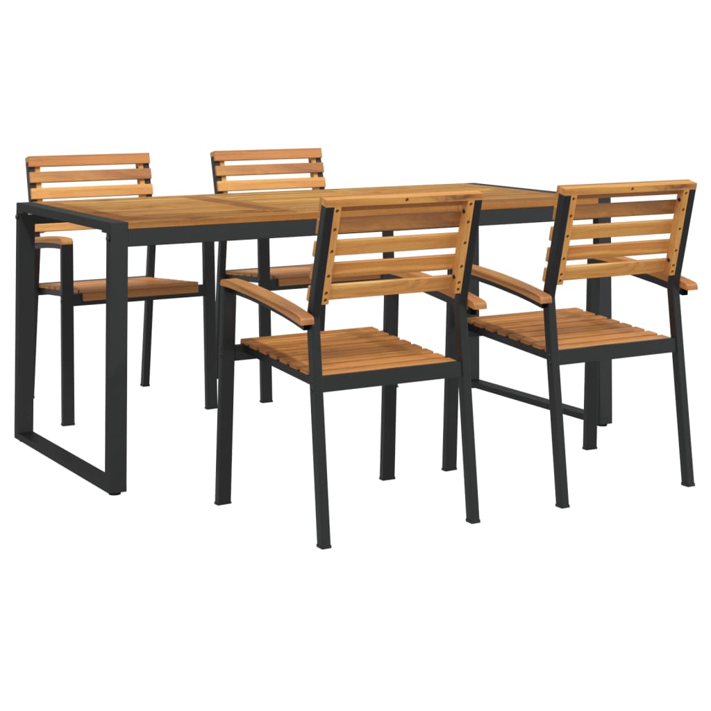 vidaXL Garden Dining Set | Brown | Solid Acacia wood | 5 Piece Set | Durable