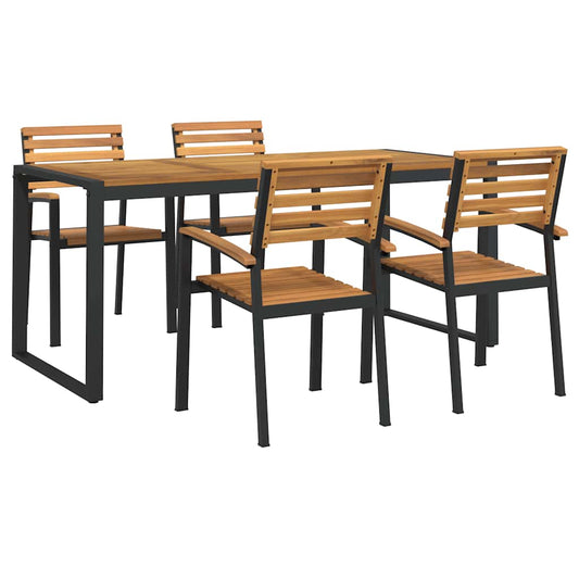 vidaXL 5 Piece Garden Dining Set Solid Wood Acacia and Metal