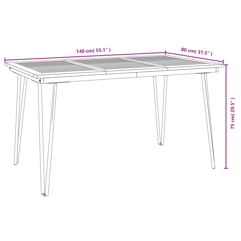vidaXL 5 Piece Garden Dining Set Solid Wood Acacia and Metal