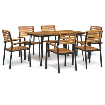vidaXL 7 Piece Garden Dining Set Solid Wood Acacia and Metal