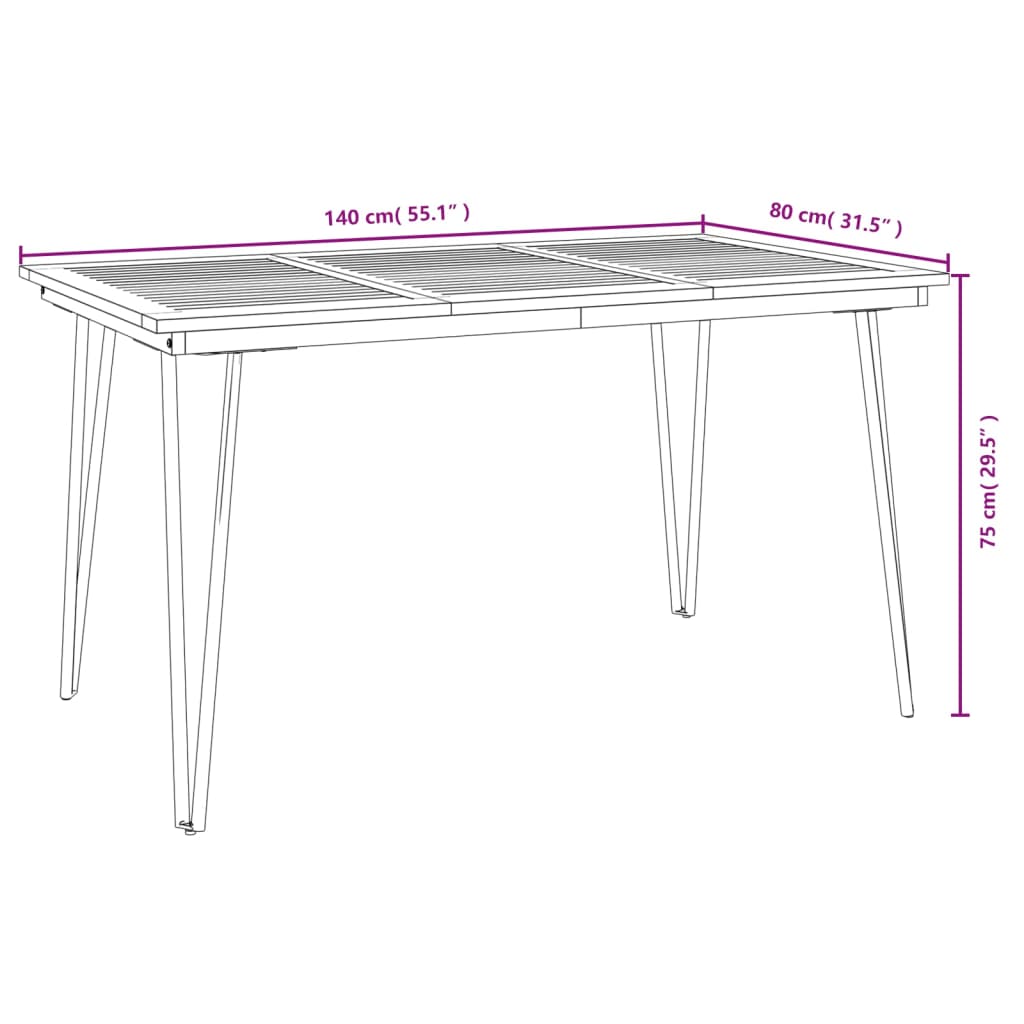 vidaXL 7 Piece Garden Dining Set Solid Wood Acacia and Metal