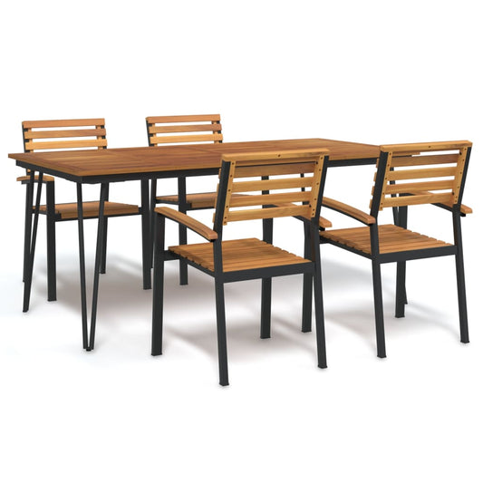 vidaXL Garden Dining Set | Natural Wood and Black