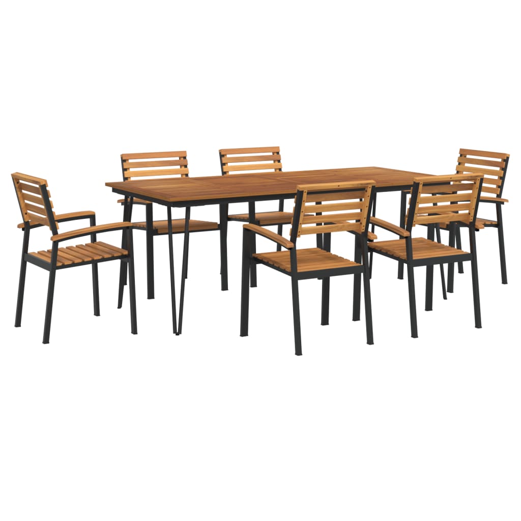 vidaXL 7 Piece Garden Dining Set Solid Wood Acacia and Metal