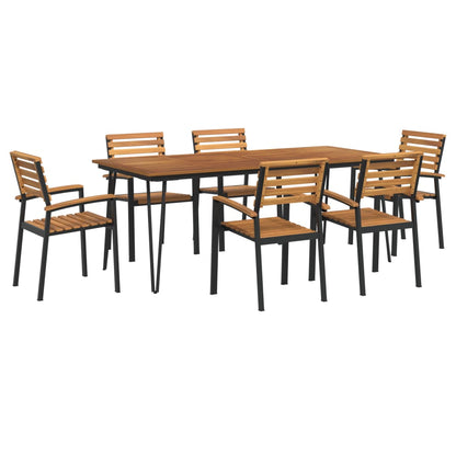 vidaXL 7 Piece Garden Dining Set Solid Wood Acacia and Metal
