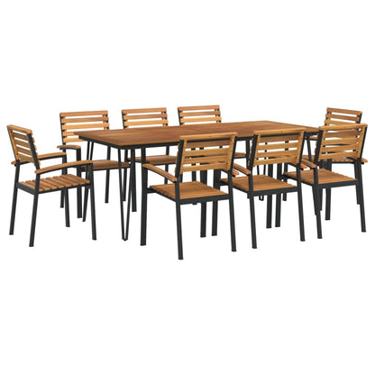 vidaXL 9 Piece Garden Dining Set Solid Wood Acacia and Metal
