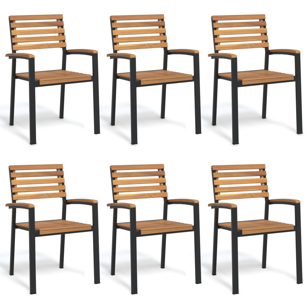 vidaXL Stackable Garden Chairs 6 pcs Solid Wood Acacia and Metal