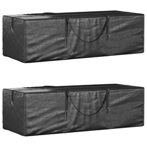 vidaXL Garden Cushion Storage Bags 2 pcs Black 135x40x55 cm Polyethylene