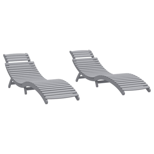 vidaXL Sun Lounger |  Set of 2 | Grey | Solid acacia wood