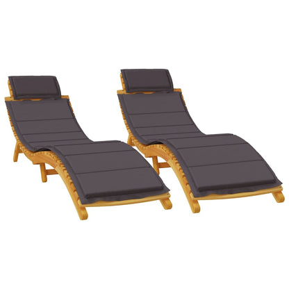 vidaXL Sun Lounger | Set of 2 | Dark Grey | Solid acacia wood | Regular