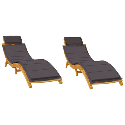 vidaXL Sun Lounger | Set of 2 | Dark Grey | Solid acacia wood | Regular