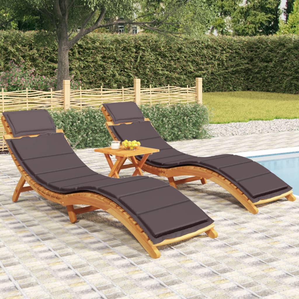 vidaXL Sun Lounger | Set of 2 | Dark Grey | Solid acacia wood | Regular