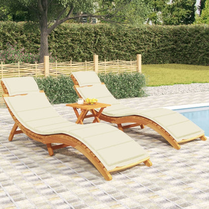 vidaXL Sun Lounger | Set of 2 | Cream | Solid acacia wood | Adult Size