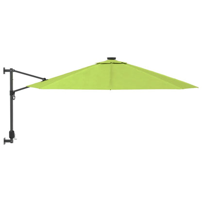 vidaXL Wall-mounted Parasol with LEDs Apple Green 290cm